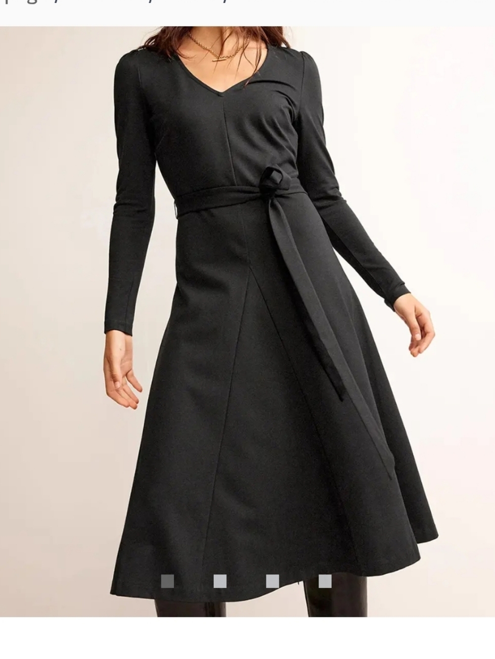 Boden Black Bella Ponte Midi Dress with Waist Tie Detail Size 16 - Picture 6 of 9